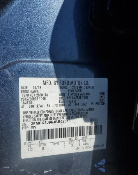 2018 Ford Edge Sel z USA, uszkodzony, nr VIN 2FMPK3J96JBB52013